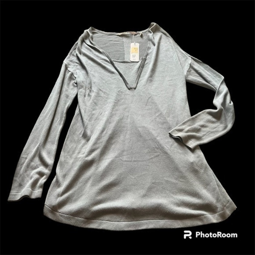 New Soft Surroundings knit silver blue long sleeve sweater